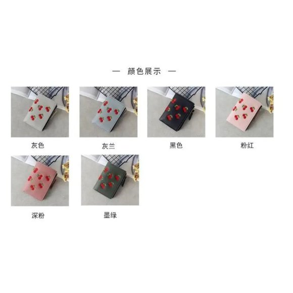 FAUX LEATHER CHERRY BI FOLD MULTI SLOT COIN WALLET PURSE - Picture 3 of 12